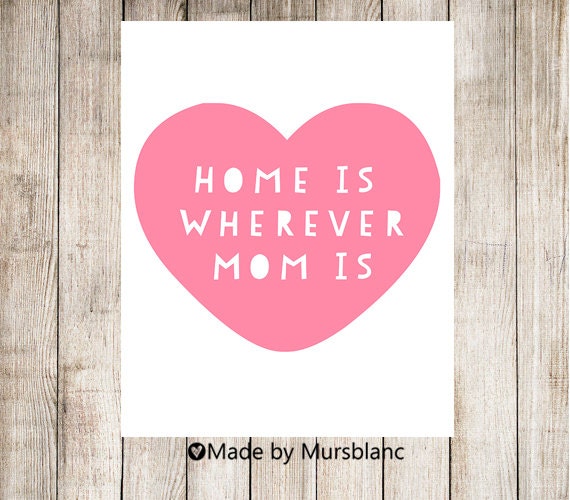 Home is wherever mom is - typography art print 8x10