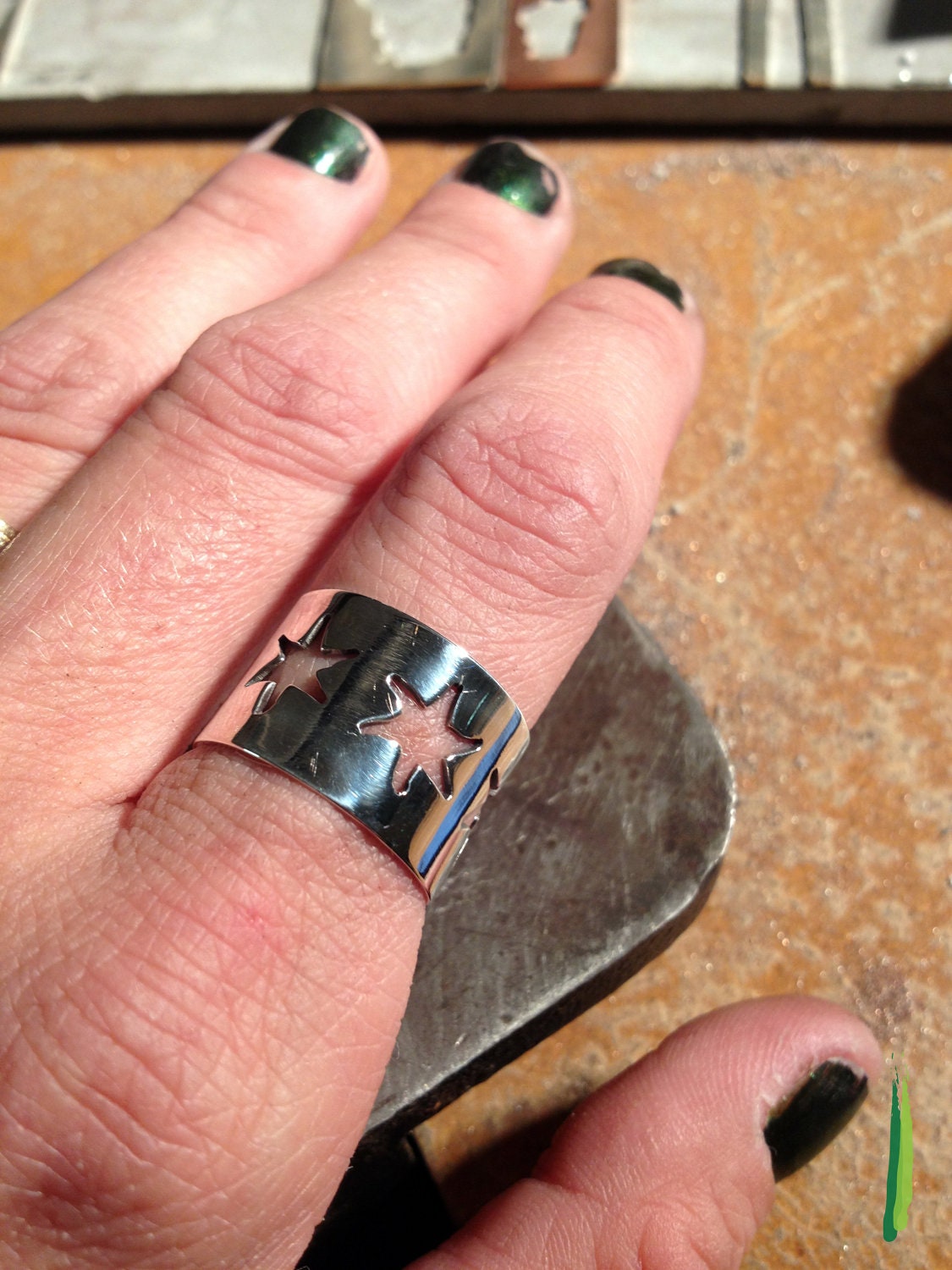 Chicago Stars Handmade Sterling Silver Cut-out Ring