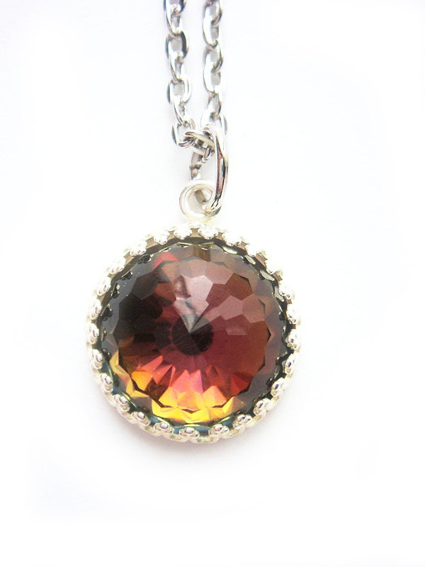 Rare Color Changing Dome Vintage Swarovski Crystal Necklace
