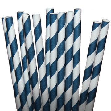 Stripe Navy Blue Party Paper Straws - Cake Pop Sticks - Pixie Sticks - Qty 25 Il_170x135