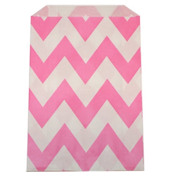 Chevron Pink Goodie Favor Treat Bags - Qty 12 Il_570xn