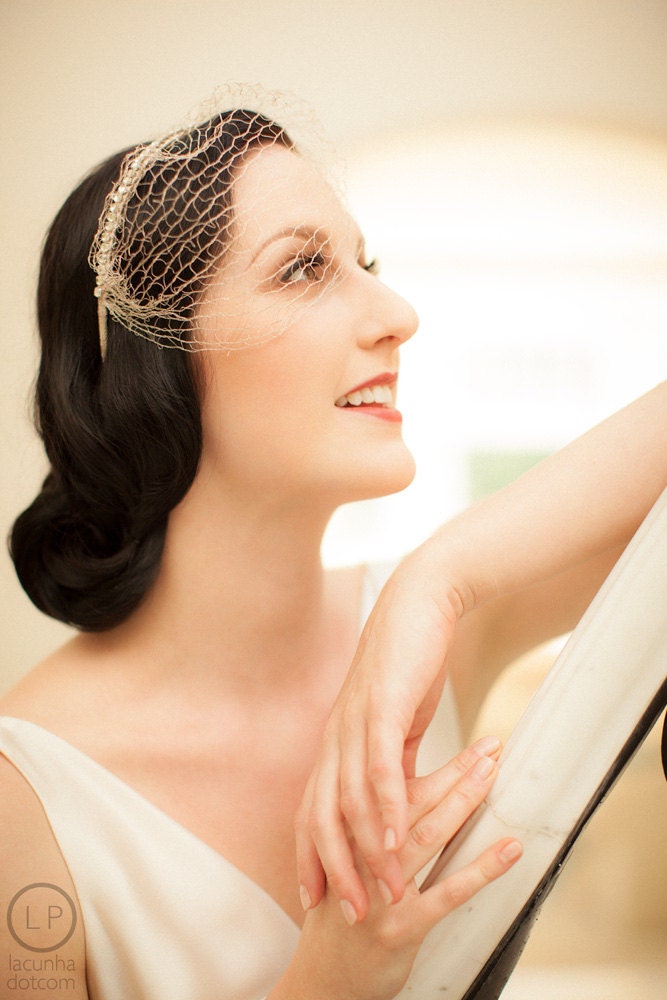 Anais, Silver Net Birdcage Veil