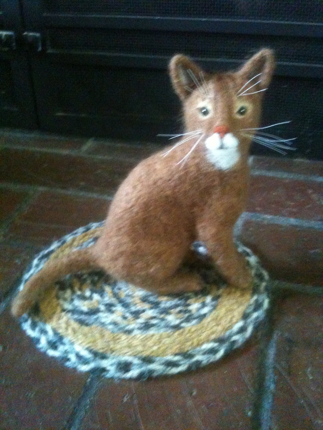 Needle Felted Wool Sculpture Abyssinian Cat
