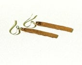 Ethnic Minimilist Textured Copper and Sterling Silver Earrings Forged Handmade Wire Work Gift for Her Gift