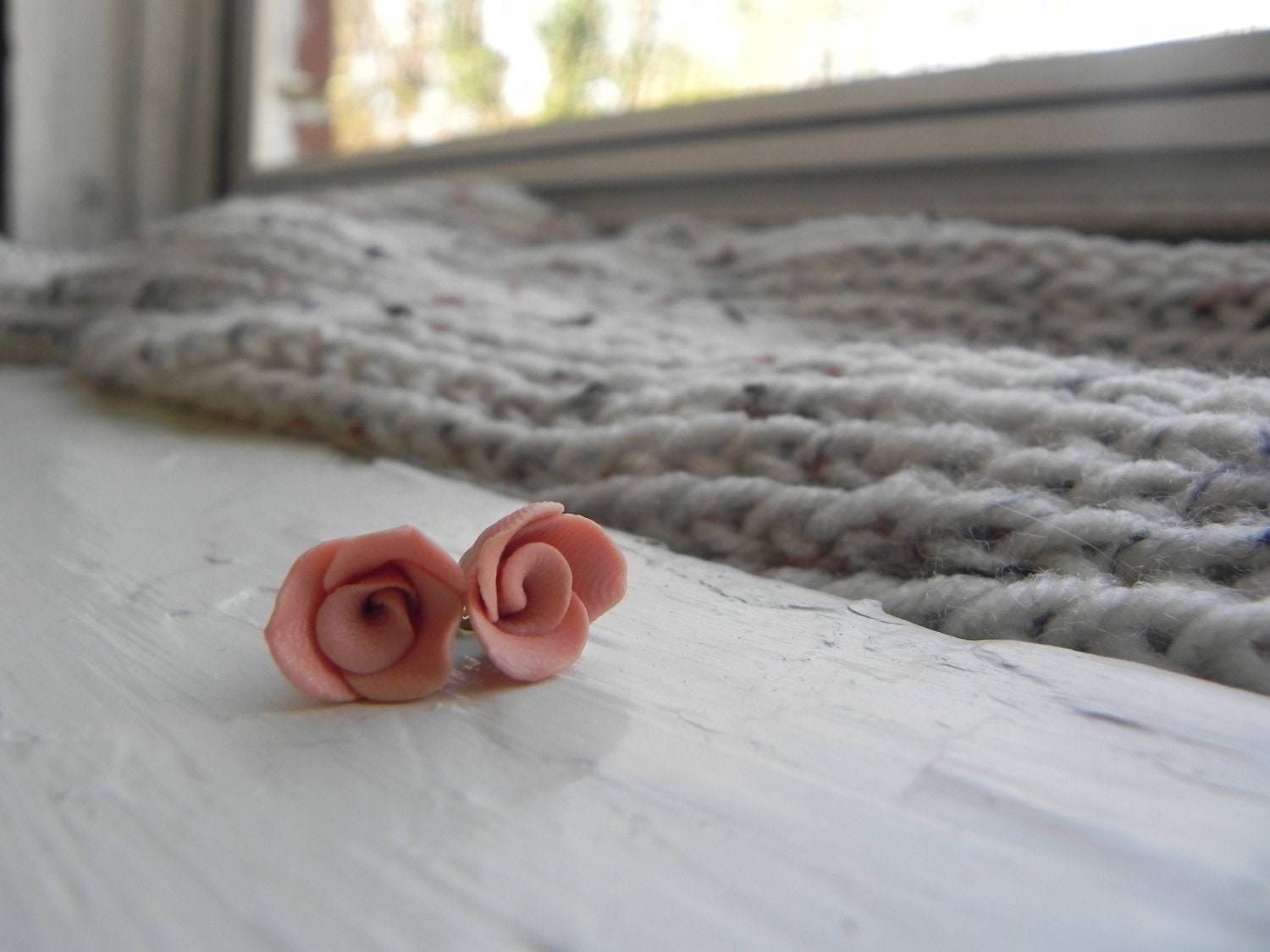 Peach Rose Earrings