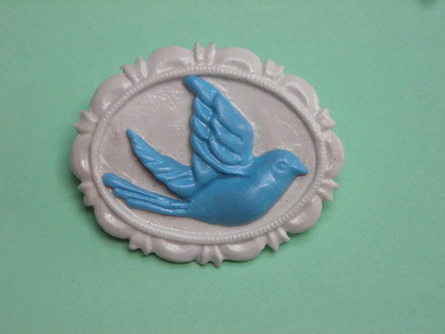 Sweet Classic Lolita Blue Bird Cameo Brooch