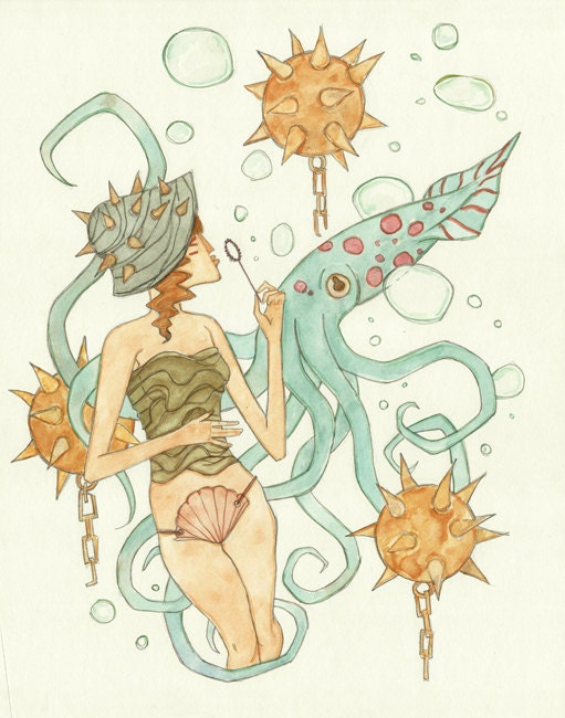 The Seashell Girls Series - Mines - 1 of 3 - 11 x 14 Art Print