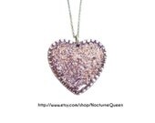 Glitter Resin Heart Swarovski Amethyst Pendant Necklace