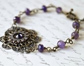 Purple Steampunk Bracelet, Gothic Bracelet, Amethyst Bracelet