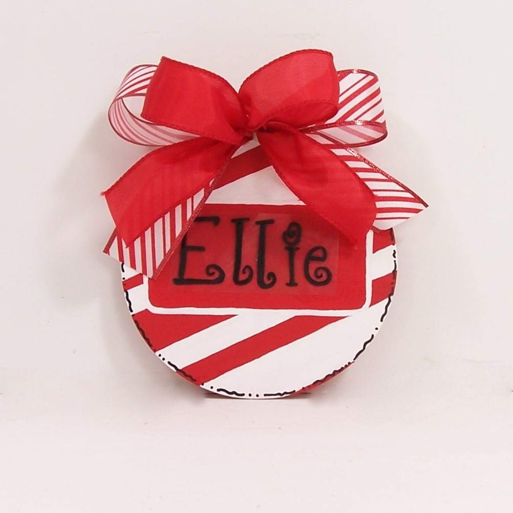 Personalized Christmas tree Ornament candy cane holiday decoration monogram