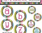 HAPPY SUNSHINE, Alpha Set, Digital Images, 1" Circles, Button Images, Pin Images, Bottlecap Images, Summer Images