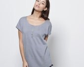 Gray blouse grey cotton shirt women knitted tunic fall fashion