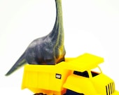 Brontosaurus Truckin'- Fine Art Photography print 5x7 by Alana Gillett- Dinosaur Dump Truck Wheels Boys Girls Kids Room Decor