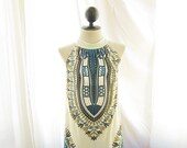 African Aztec Incas Mayan Cirque Frolic Freedom Moroccan Indie Hippie Ikat Swing Halter Dipped Tunic Alice in Wonderland Halter Dress y Top