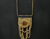 bohemian mama golden stalactites, baltic amber & goldfilled crochet necklace, ooak crocheted jewelry