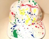Color multicolored Splash Paint Splatter Levi Cap white blue yellow red green  Hat 90s