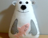 Stuffed Polar Bear PATTERN - Sew by Hand Plush Felt Stuffed Animal PDF - Easy to Make