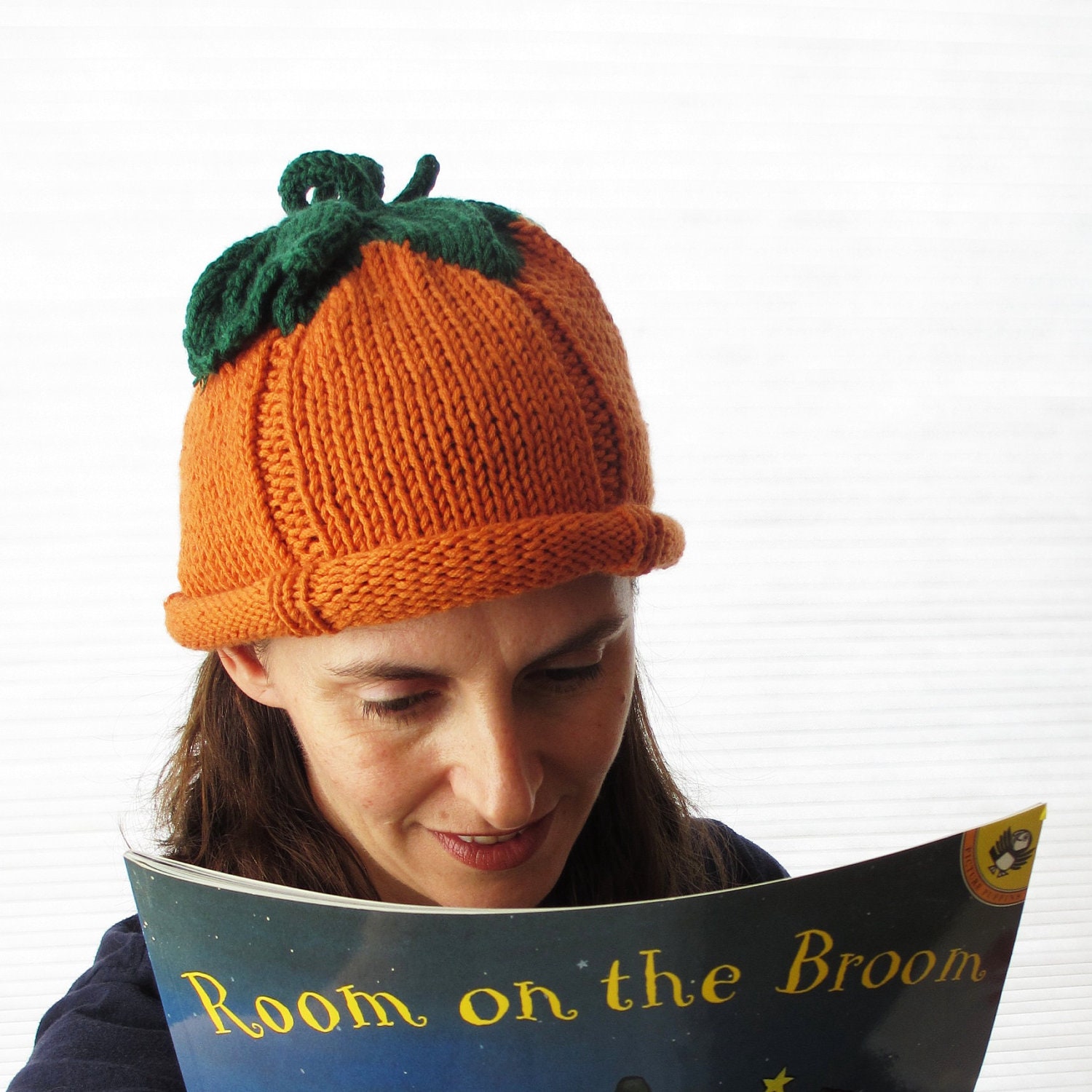 Pumpkin Hat - Adult Size - Soft Hand Knit - Made to Order