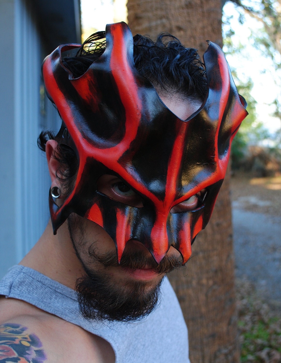 Amber Great Dragon Leather Mask