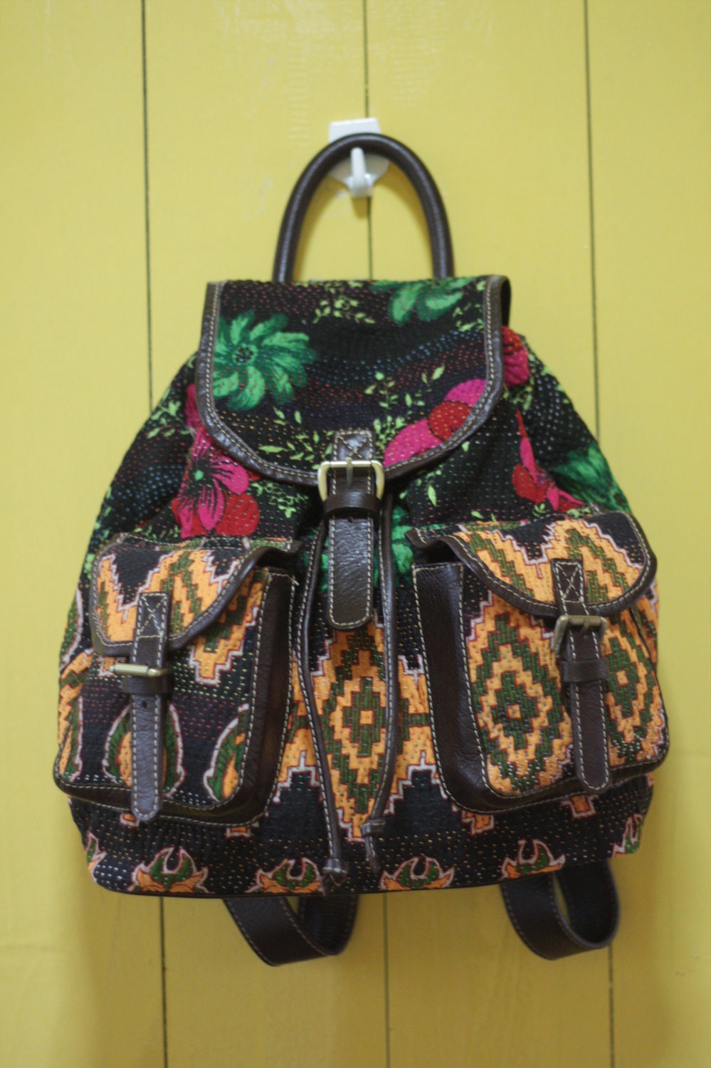 SALE 25% OFF Vintage Indian Kantha Cute back pack bag ethnic leather autumn LL2012-115