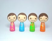SALE  The Beatles Sgt Pepper Wood Peg Kokeshi Doll Ornaments