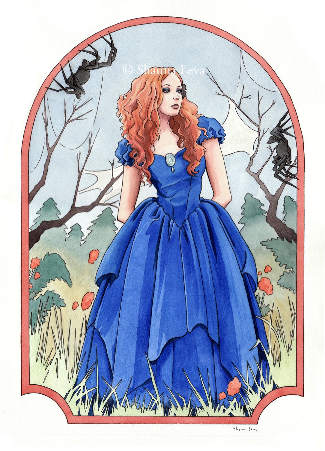 Spider Princess - Fashion Illustration Print 8.5x11 Ready to Frame