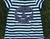 Organic Cotton Black and White Skull Toddler Dress in 2T