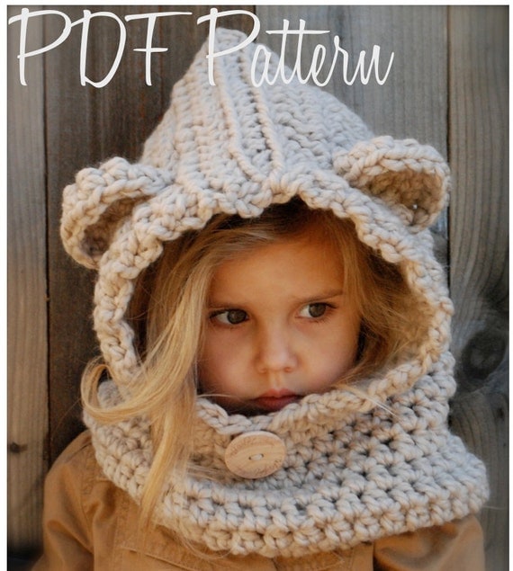 child's Baylie (12/18  hooded month,Toddler, The scarf Child Bear PATTERN  Crochet  crochet Cowl free pattern