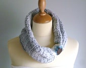 Organic Crochet Infinity Scarf / Cowl / Neckwarmer - Ice Blue Grey - Women - Christmas Gift Idea, Winter Fashion, Under 100 - wheretheresawool