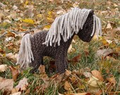 Horse, Pony Knit Wool Toy - brown natural waldorf stuffed animal