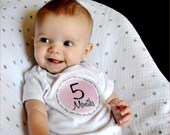 Monthly Onesie Stickers - Amy - Sweet Pink Polka Dots and Flowers - Baby Shower Gift and Photo Prop