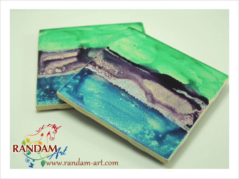 Hand Painted Tile Coaster, Spoon Rest, Trivet, Tile Art. OOAK.