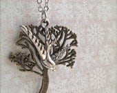 ON SALE - Tree and Sparrow Two Tone Necklace