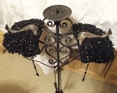 Black epaulettes, Bold Beaded Steampunk Shoulder Accessory, Black Queen Royal Epaulette.