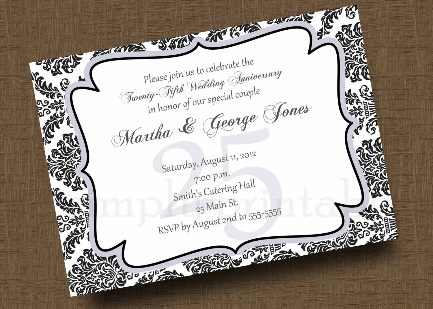 25th Anniversary Invitation Damask (50th) Printable File Il_170x135