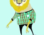 Skateboard art. The Skateboarding Lion. Limited edition art print by Ashley Percival.