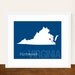 Custom Virginia, Personalized State Print, State Love, State Map, Country, Heart, Silhouette, 8 x 10 Wall Art Print
