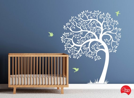 Tree Wall decal AMAZING tree removable vinyl decal. Nursery Decor tree and birds Wall Decals, Mural