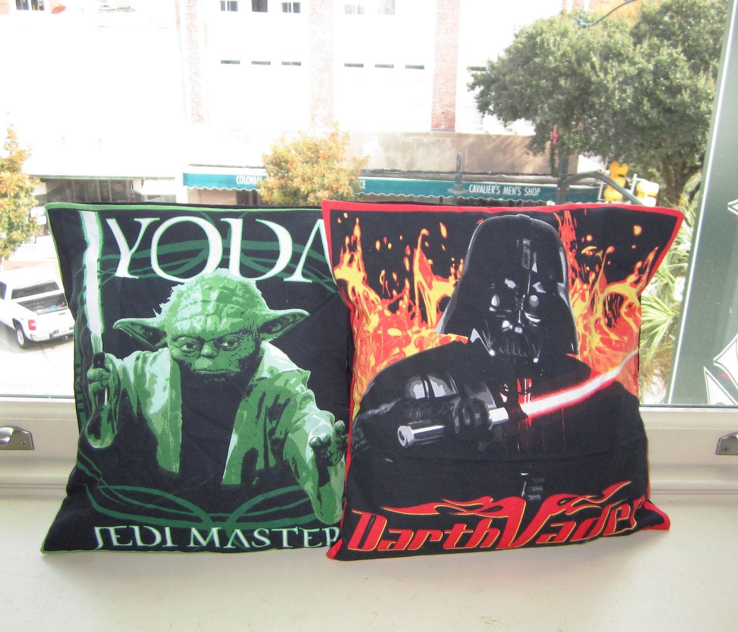 14x14 Star Wars Fan Pillow Set -- darth vader, yoda, light sabers, jedi master, geekery, geek, gifts under 30, gifts under 50