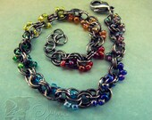 LGBT Aspie Autism Chakra Bracelet - Crimson Red Orange Yellow Emerald Green Blue Indigo Violet - Share My Rainbow