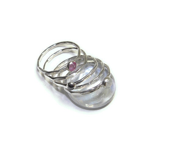 Love Stones in Sterling Rings, set of 5 R130