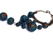 Bubble necklace, Turquoise, brown, Tribal pearls necklace, Rustic necklace, Tribal necklace, tt team made to order