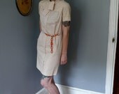 Vintage 1960s Mod Dress, Twiggy Dress, Checkered Plaid Orange and Tan Mini Scooter Dress