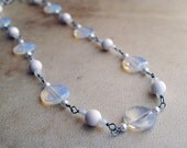 Winter Glass Beaded Necklace Ice Jewelry Wire Wrapped