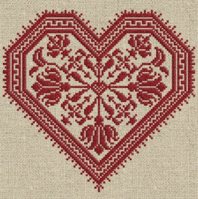 The Flowering Heart - Cross-Stitch Pattern 4 page Instant Download PDF booklet