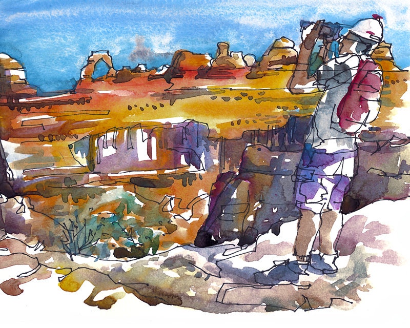 Arches National Park, Utah Art for the world traveler - 8x10 print orange and gold