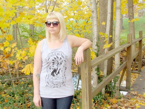 Women Boston Terrier Tea Party Grey Tank Shirt Available in S-M-L-XL-2XL FREE shipping