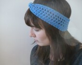 Sky Blue Little Bow Headband Crochet Earwarmer