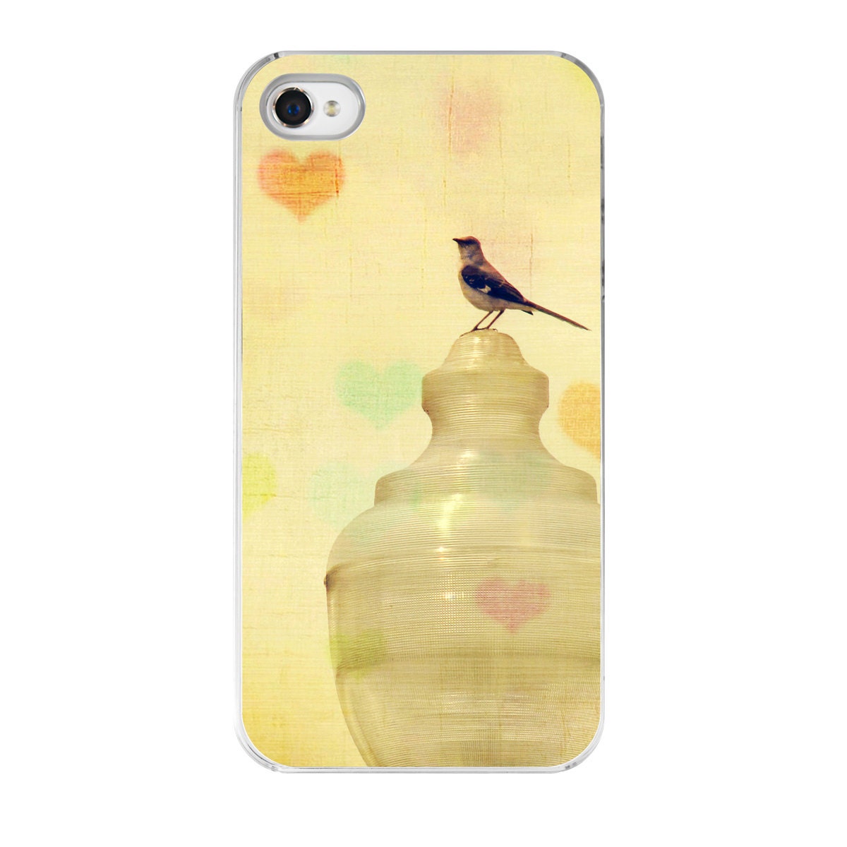 Bird iPhone Case, iPhone 5 Case, iPhone 4 Case, iPhone 4s Case, Shabby Chic Bird iPhone Cover, Yellow, Heart, Hearts, Pretty, Cottage Chic - AmyTylerPhotography