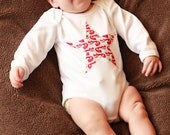 LONG sleeve Fox in Star Organic Bodysuit with Matching Handmade Organic Fox Baby Shoes- Gift for Baby 0 3  6 12 18 months- Baby Clothes